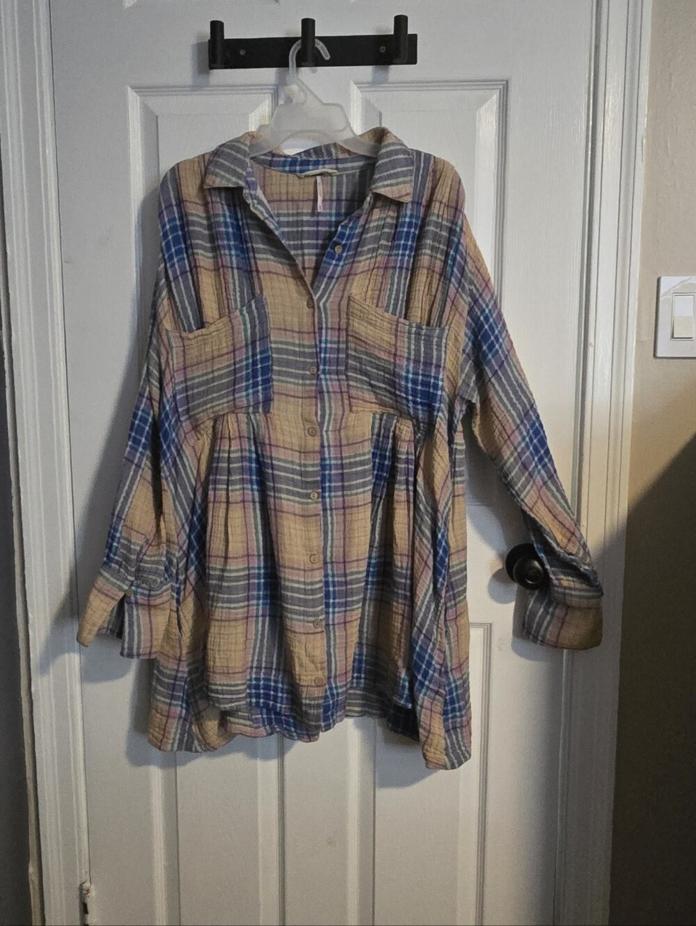 Free People Plaid Button-Down Dress